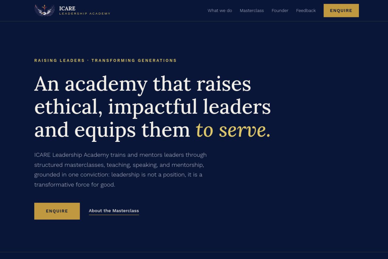 ICARE Leadership Academy homepage
